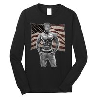 Gangster Pro Donald Trump Tattoo Republican American Flag Long Sleeve Shirt