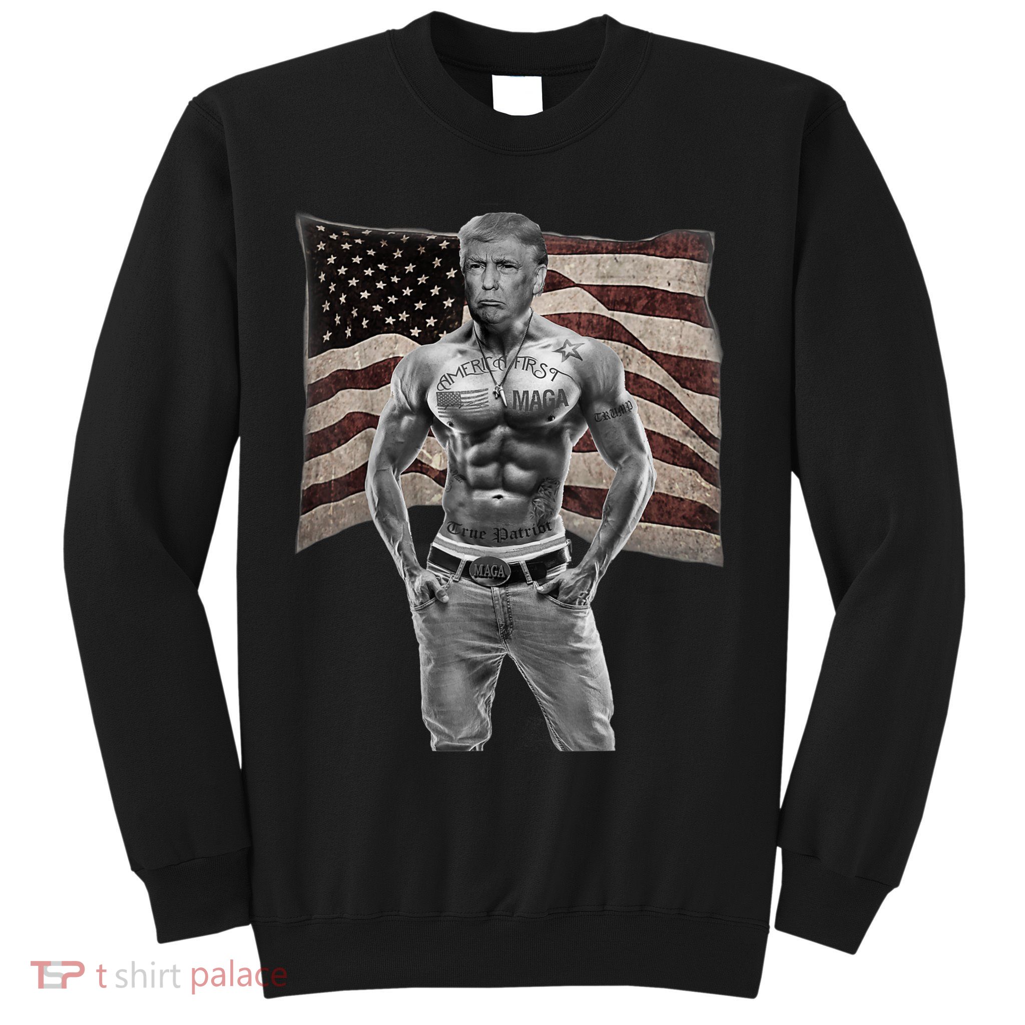 Gangster Pro Donald Trump Tattoo Republican American Flag Sweatshirt