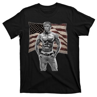 Gangster Pro Donald Trump Tattoo Republican American Flag T-Shirt