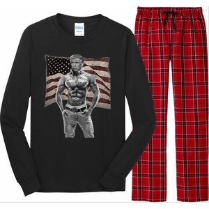 Gangster Pro Donald Trump Tattoo Republican American Flag Long Sleeve Pajama Set