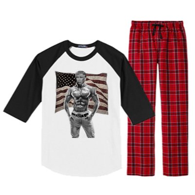 Gangster Pro Donald Trump Tattoo Republican American Flag Raglan Sleeve Pajama Set