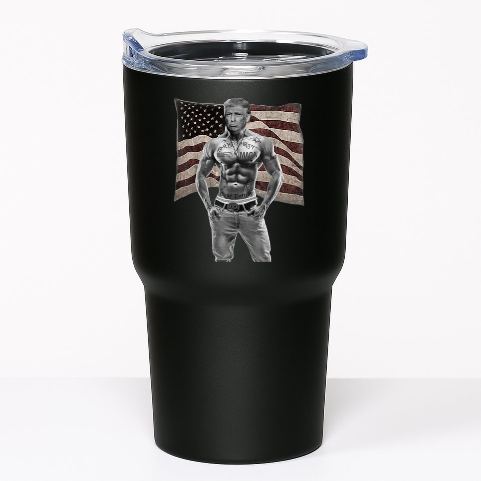 Gangster Pro Donald Trump Tattoo Republican American Flag Tumbler