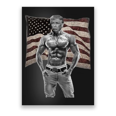 Gangster Pro Donald Trump Tattoo Republican American Flag Poster