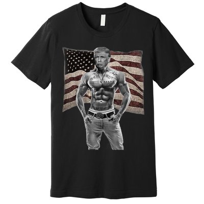Gangster Pro Donald Trump Tattoo Republican American Flag Premium T-Shirt