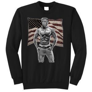 Gangster Pro Donald Trump Tattoo Republican American Flag Tall Sweatshirt