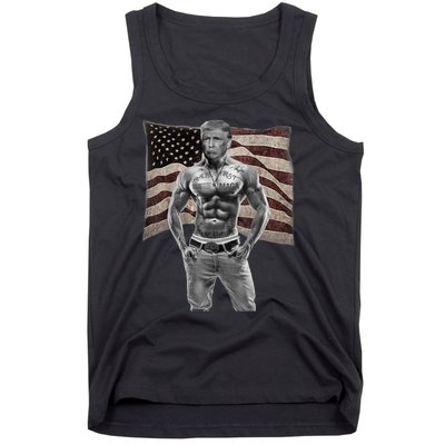 Gangster Pro Donald Trump Tattoo Republican American Flag Tank Top