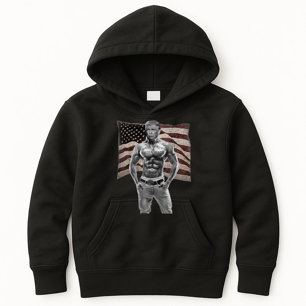 Gangster Pro Donald Trump Tattoo Republican American Flag Kids Hoodie