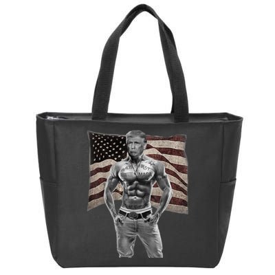 Gangster Pro Donald Trump Tattoo Republican American Flag Zip Tote Bag