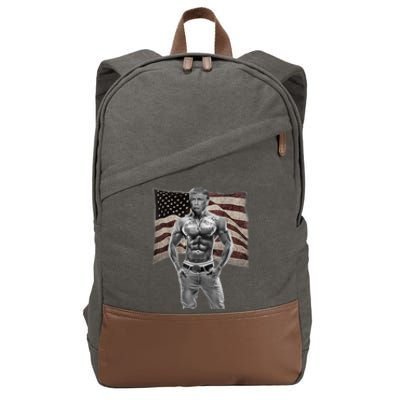 Gangster Pro Donald Trump Tattoo Republican American Flag Cotton Canvas Backpack