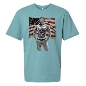 Gangster Pro Donald Trump Tattoo Republican American Flag Sueded Cloud Jersey T-Shirt