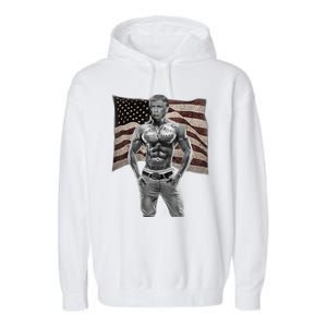 Gangster Pro Donald Trump Tattoo Republican American Flag Garment-Dyed Fleece Hoodie