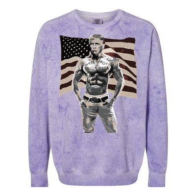 Gangster Pro Donald Trump Tattoo Republican American Flag V2 Colorblast Crewneck Sweatshirt