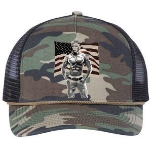 Gangster Pro Donald Trump Tattoo Republican American Flag V2 Retro Rope Trucker Hat Cap