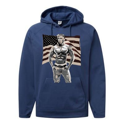 Gangster Pro Donald Trump Tattoo Republican American Flag V2 Performance Fleece Hoodie