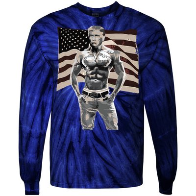 Gangster Pro Donald Trump Tattoo Republican American Flag V2 Tie-Dye Long Sleeve Shirt