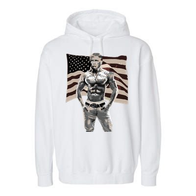 Gangster Pro Donald Trump Tattoo Republican American Flag V2 Garment-Dyed Fleece Hoodie