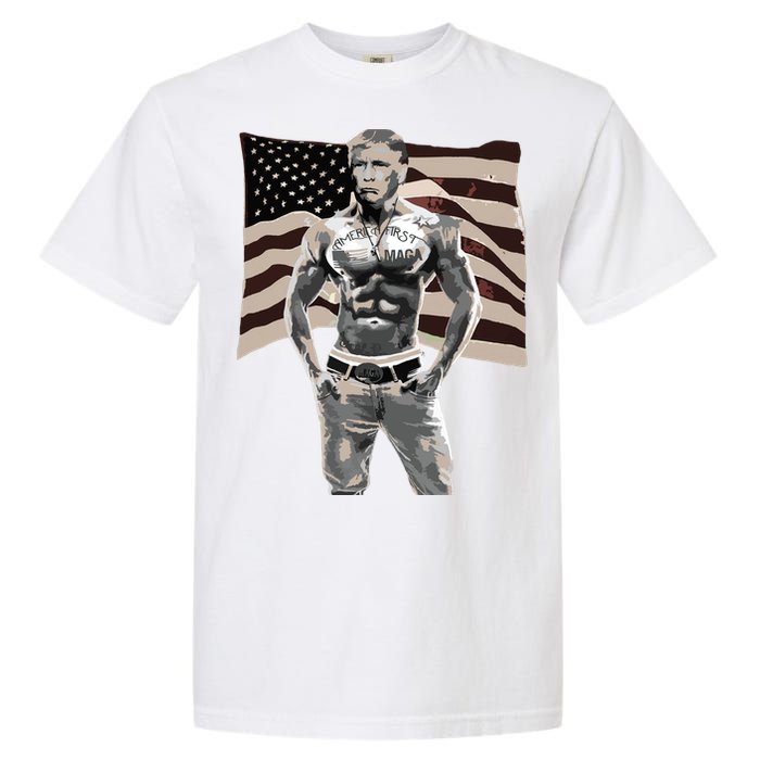 Gangster Pro Donald Trump Tattoo Republican American Flag V2 Garment-Dyed Heavyweight T-Shirt