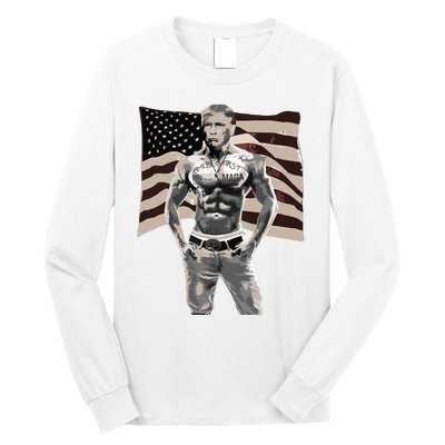 Gangster Pro Donald Trump Tattoo Republican American Flag V2 Long Sleeve Shirt