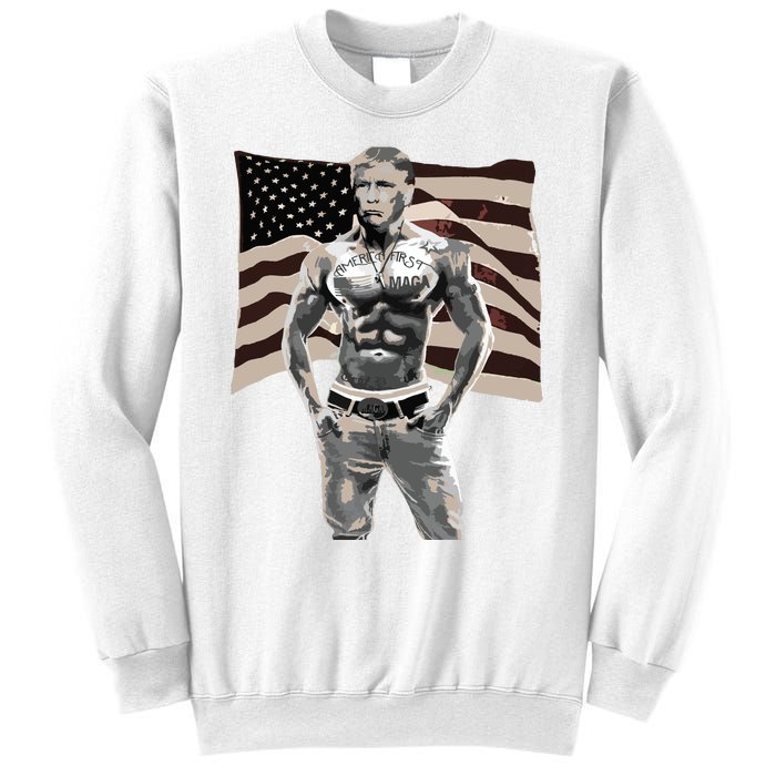 Gangster Pro Donald Trump Tattoo Republican American Flag V2 Sweatshirt