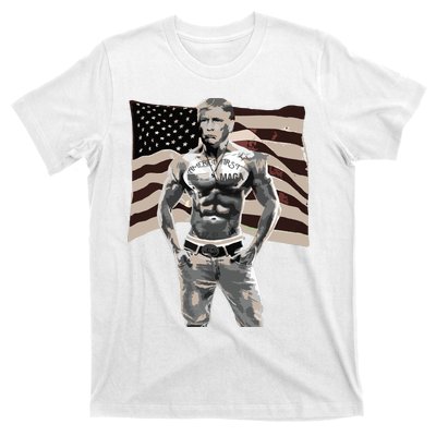 Gangster Pro Donald Trump Tattoo Republican American Flag V2 T-Shirt