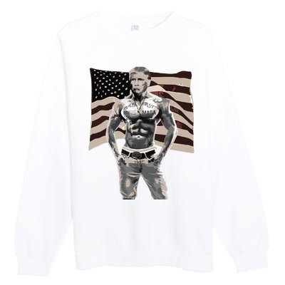 Gangster Pro Donald Trump Tattoo Republican American Flag V2 Premium Crewneck Sweatshirt