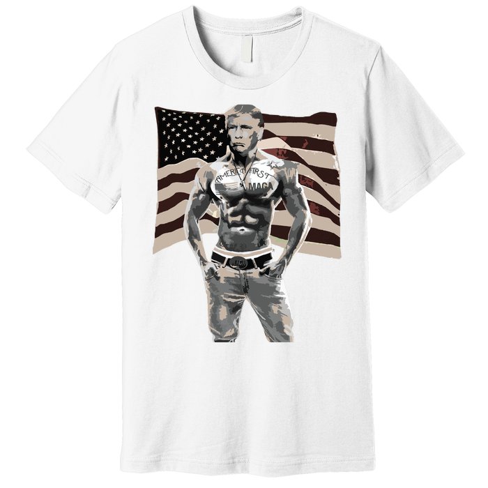 Gangster Pro Donald Trump Tattoo Republican American Flag V2 Premium T-Shirt