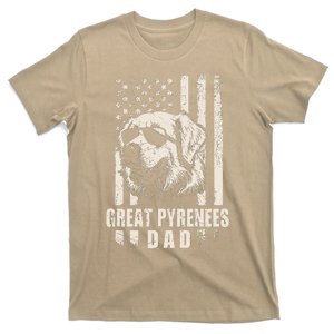 Great Pyrenees Dog Dad American Flag Gifts For Father T-Shirt