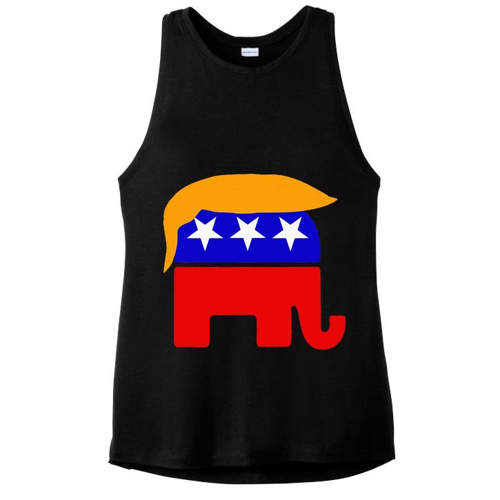 Gop President Donald Trump Republican Elephant Hair Ladies PosiCharge Tri-Blend Wicking Tank