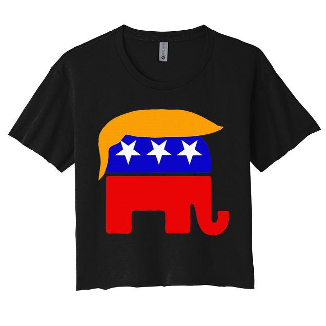 Gop President Donald Trump Republican Elephant Hair Women's Crop Top Tee