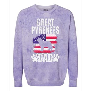 Great Pyrenees Dad Dog Lover American Us Flag Colorblast Crewneck Sweatshirt