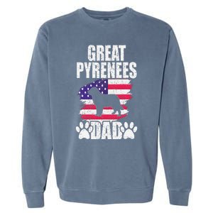 Great Pyrenees Dad Dog Lover American Us Flag Garment-Dyed Sweatshirt