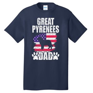 Great Pyrenees Dad Dog Lover American Us Flag Tall T-Shirt