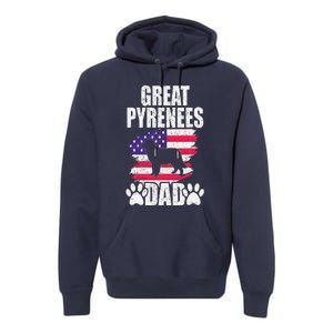 Great Pyrenees Dad Dog Lover American Us Flag Premium Hoodie