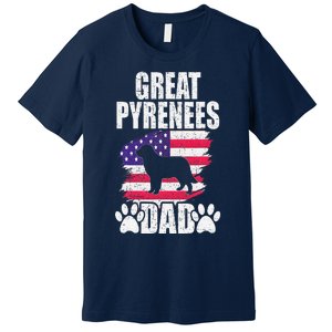 Great Pyrenees Dad Dog Lover American Us Flag Premium T-Shirt