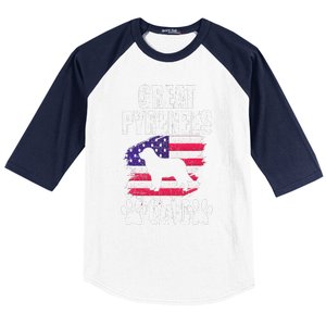 Great Pyrenees Dad Dog Lover American Us Flag Baseball Sleeve Shirt