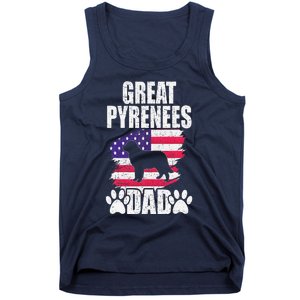 Great Pyrenees Dad Dog Lover American Us Flag Tank Top