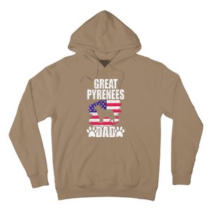 Great Pyrenees Dad Dog Lover American Us Flag Hoodie