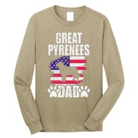 Great Pyrenees Dad Dog Lover American Us Flag Long Sleeve Shirt