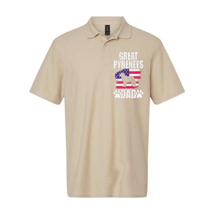 Great Pyrenees Dad Dog Lover American Us Flag Softstyle Adult Sport Polo