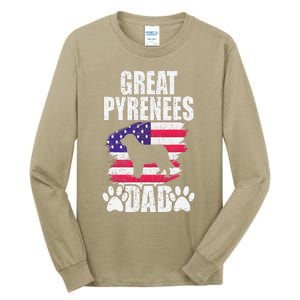 Great Pyrenees Dad Dog Lover American Us Flag Tall Long Sleeve T-Shirt