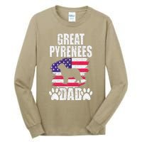 Great Pyrenees Dad Dog Lover American Us Flag Tall Long Sleeve T-Shirt