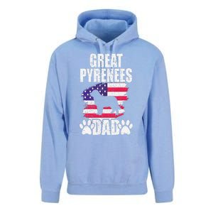 Great Pyrenees Dad Dog Lover American Us Flag Unisex Surf Hoodie