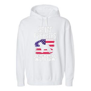 Great Pyrenees Dad Dog Lover American Us Flag Garment-Dyed Fleece Hoodie