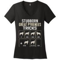 Great Pyrenees Dog Stubborn Great Pyrenees Tricks Women's V-Neck T-Shirt