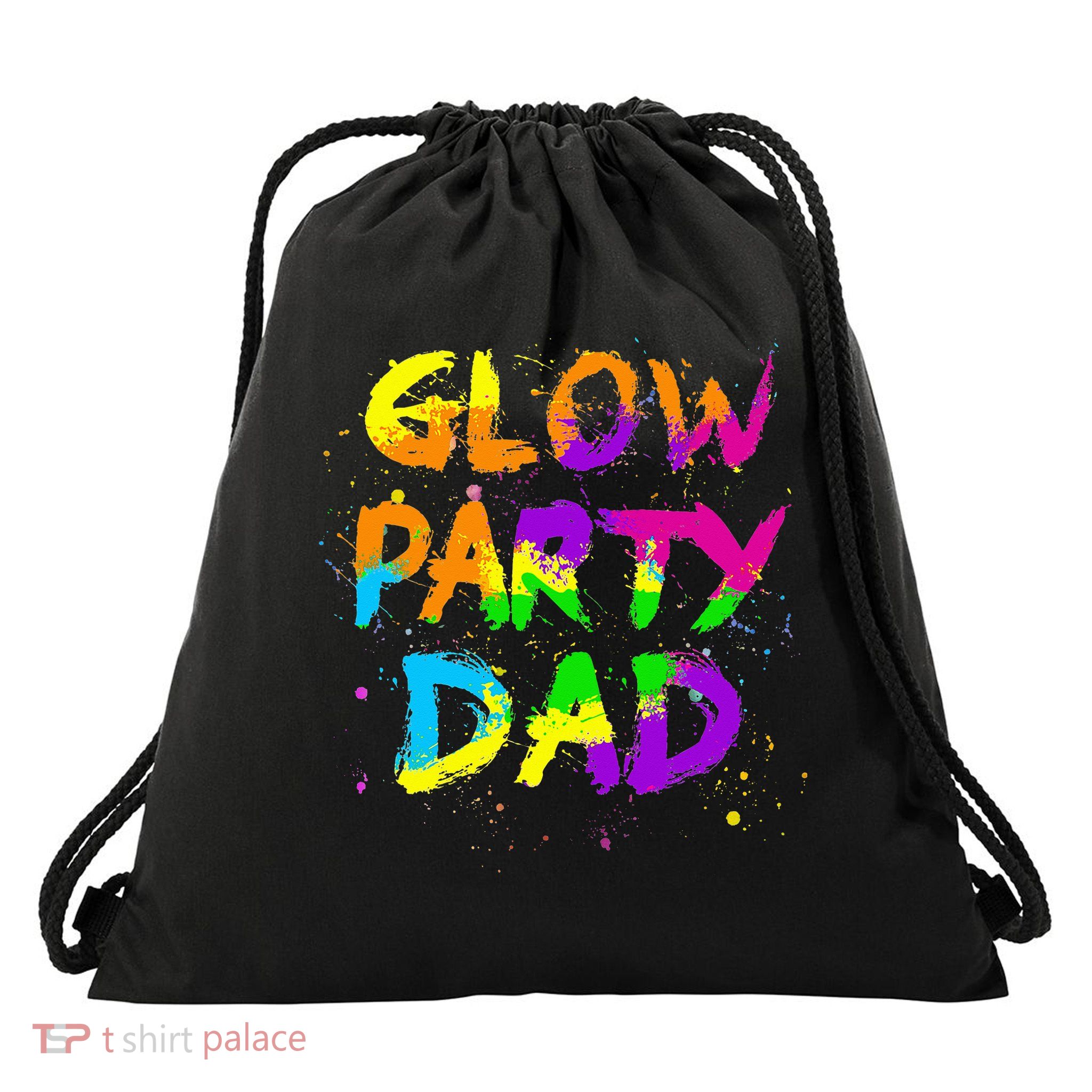 Glow Party Dad Splatter Effect 80 Birthday Party Drawstring Bag