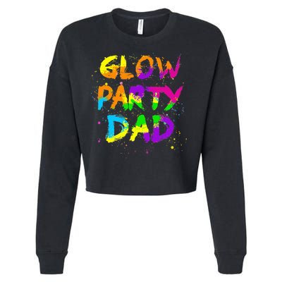 Glow Party Dad Splatter Effect 80 Birthday Party Cropped Pullover Crew