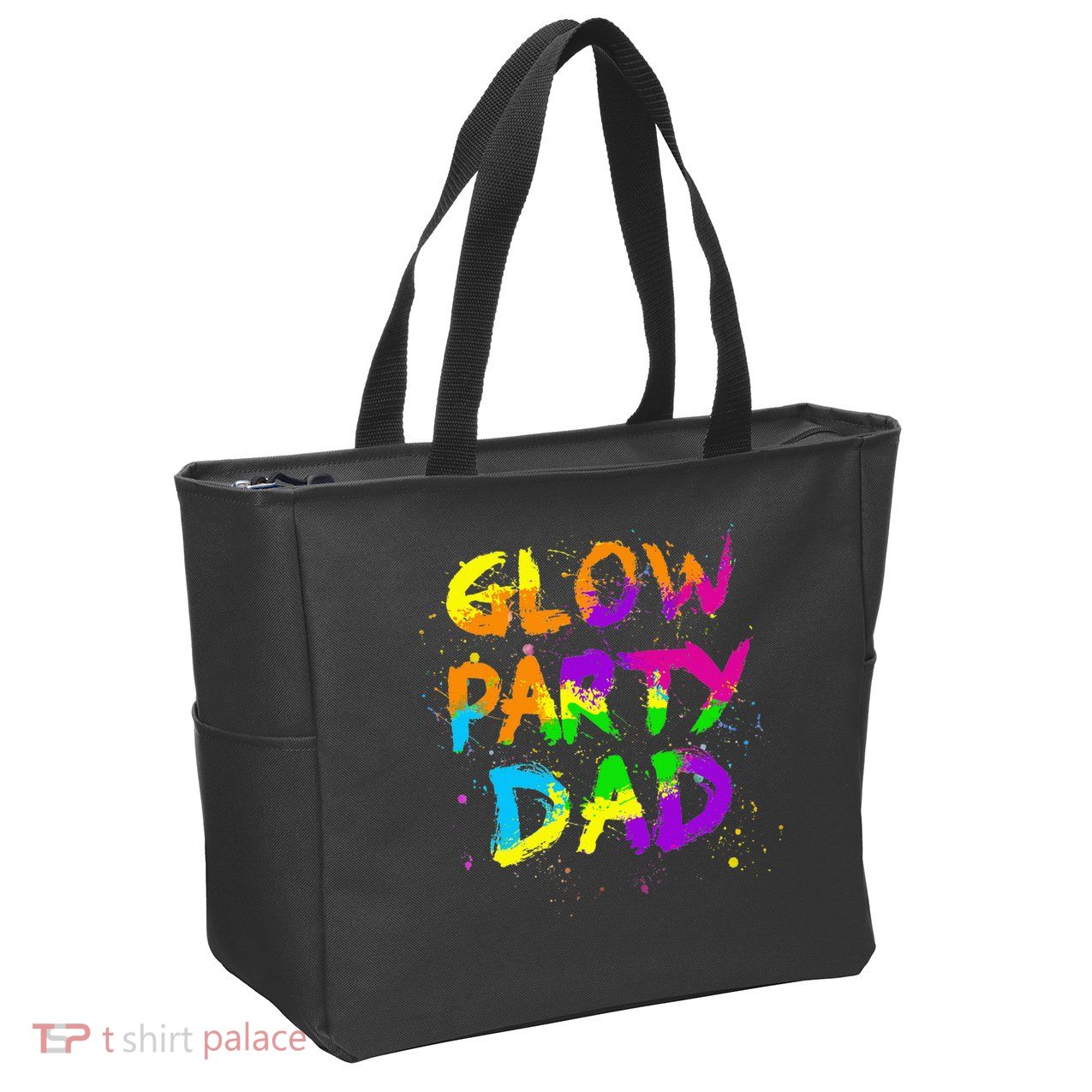 Glow Party Dad Splatter Effect 80 Birthday Party Zip Tote Bag