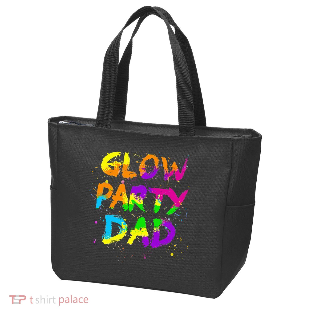 Glow Party Dad Splatter Effect 80 Birthday Party Zip Tote Bag