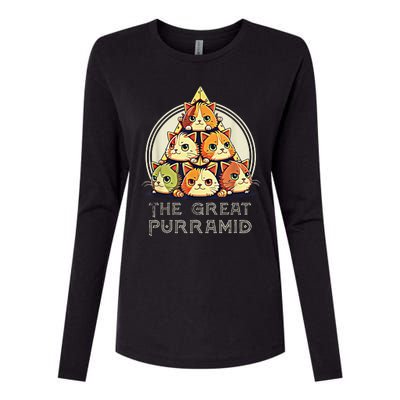 Great Pyramid Egypt Funny Egyptian Purramid for Cat Owners Womens Cotton Relaxed Long Sleeve T-Shirt