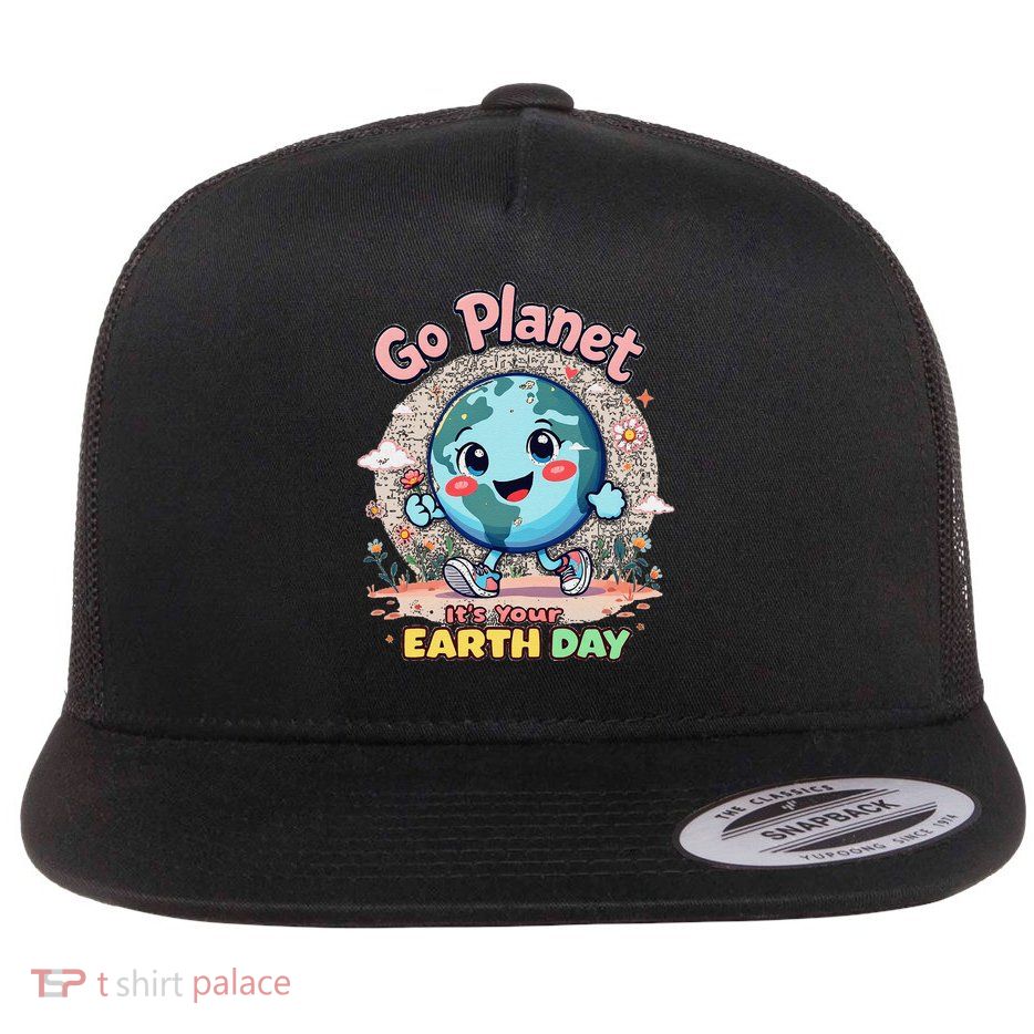 Go Planet Environmental Science Teacher Save the Earth 2025 Flat Bill Trucker Hat